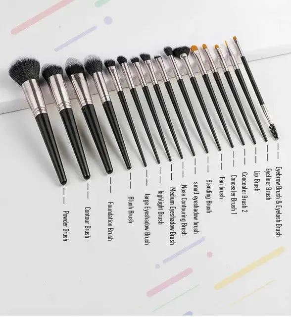 Roslet makeup brush set premium quality foundation powder concealer 16 pcs (Black)
