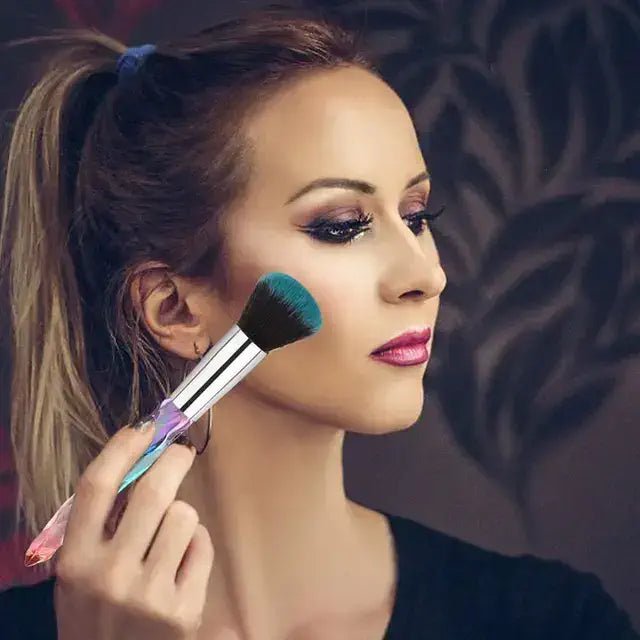 ROSLET Complete makeup brush collection showing individual brushes for face and eye makeup