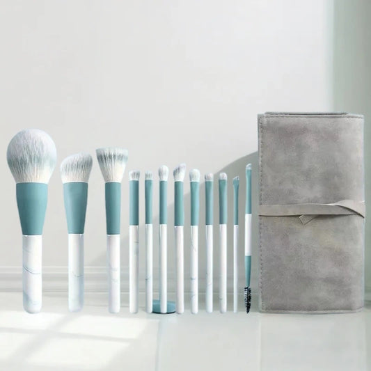 ROSLET 12-Piece Professional Makeup Brush Set India - Colorful Brushes with Storage Pouch