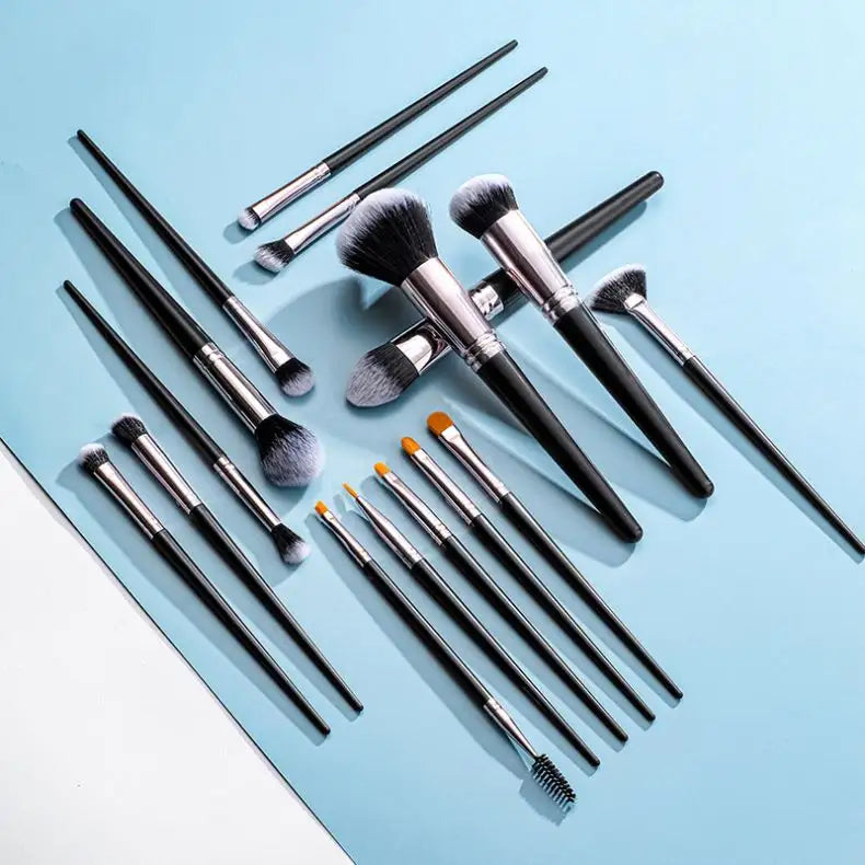Roslet makeup brush set premium quality foundation powder concealer 16 pcs (Black)