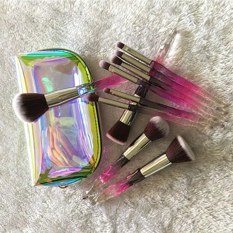 ROSLET Crystal Transparent Handle Luxurious Makeup Brush Set