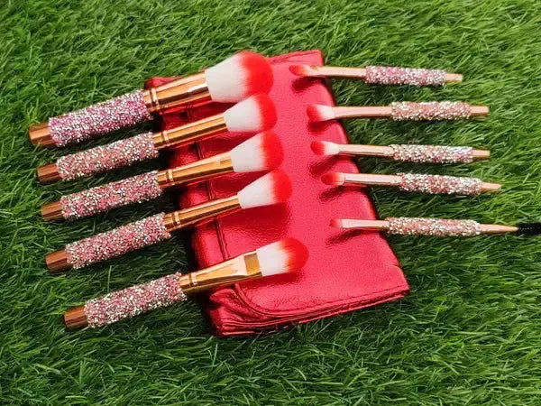 ROSLET Super Soft Makeup Brushes 10 Pcs Fashion Bling Rhinestones Crystal Makeup Brush Set with Bag Roslet