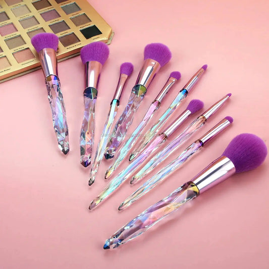 ROSLET Crystal Handle Makeup Brushes - 10 Piece Set Super Soft Bristles India