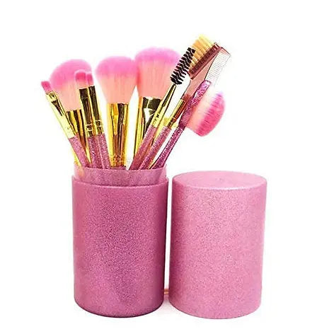 ROSLET 9Pcs Makeup Brushes with Holder - Glitter Glamour Synthetic Bristles Professional Set India