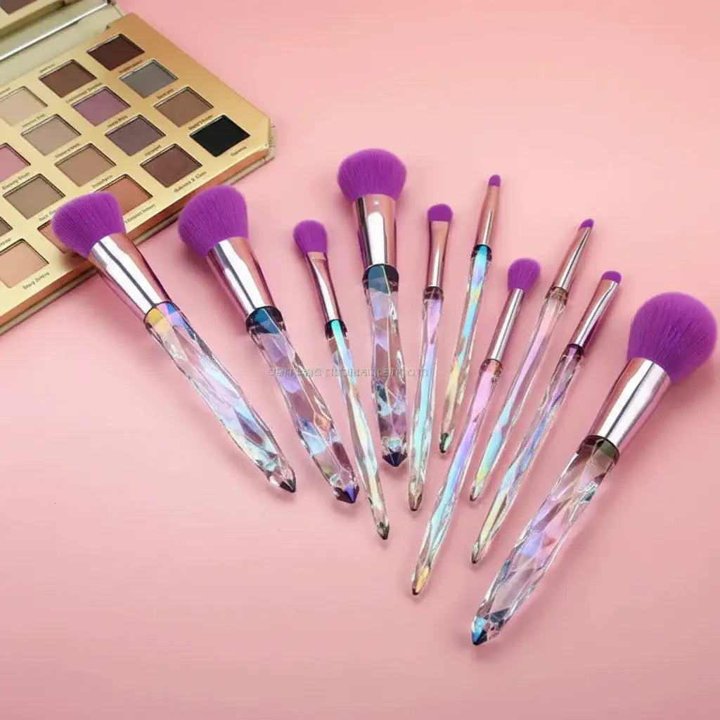 Luxury crystal handle makeup brushes for daily beauty application