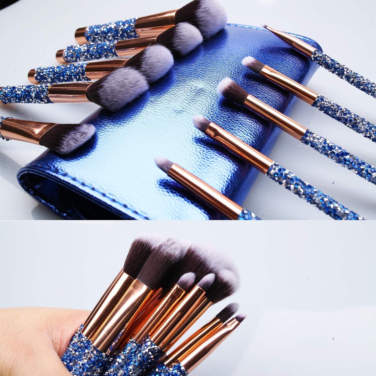 Travel friendly makeup brush kit with soft blending brushes