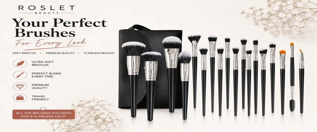Professional makeup brushes for smooth liquid foundation blending and flawless makeup application