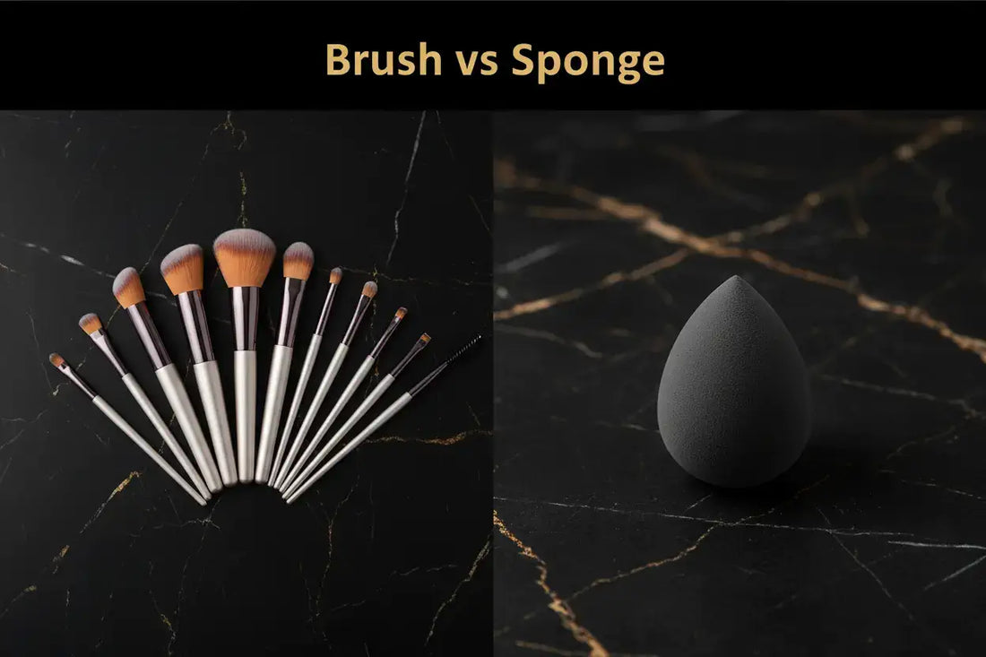 Makeup brush vs sponge comparison for foundation application