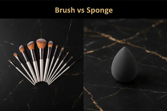 Makeup brush vs sponge comparison for foundation application