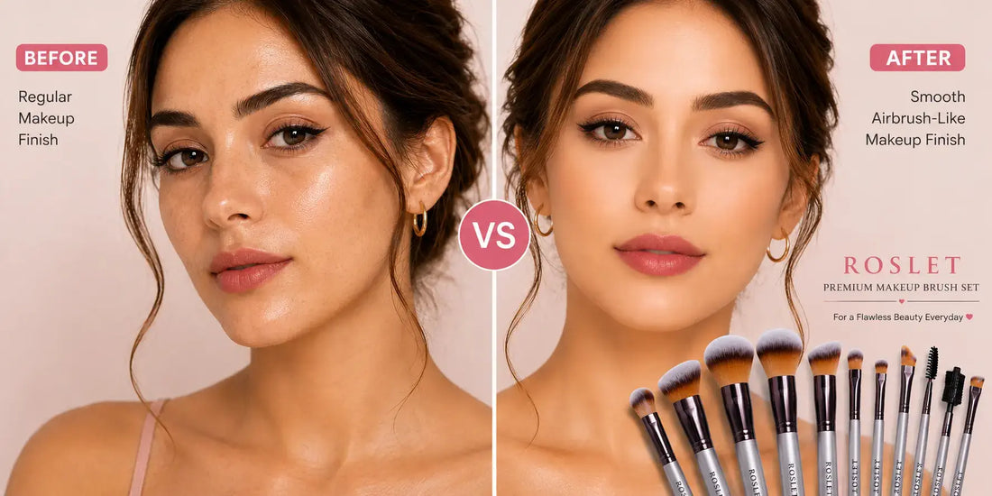 Airbrush-like makeup finish created with smooth blending and professional makeup brushes