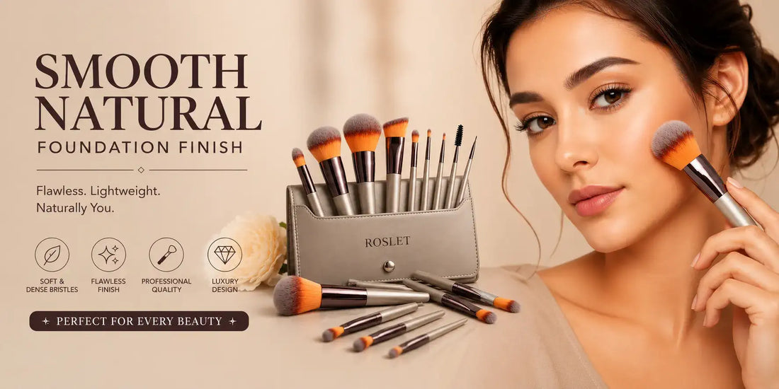 Professional makeup brushes for natural foundation blending and smooth flawless makeup application