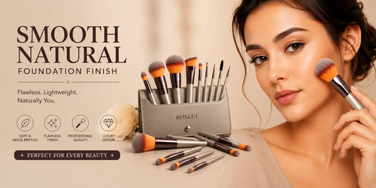 Professional makeup brushes for natural foundation blending and smooth flawless makeup application