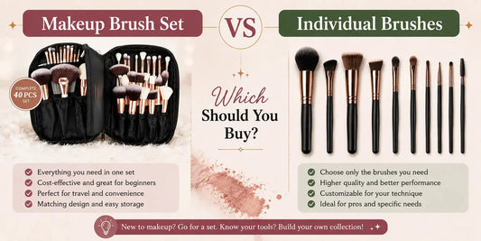 Makeup brush set compared with individual makeup brushes