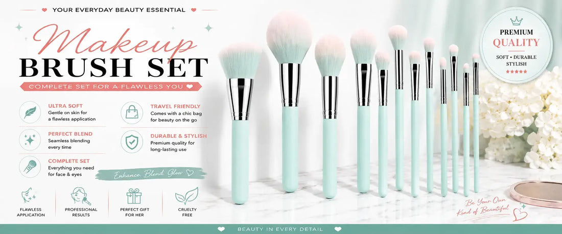 Professional ROSLET makeup brush set with smooth blended makeup products for flawless makeup application