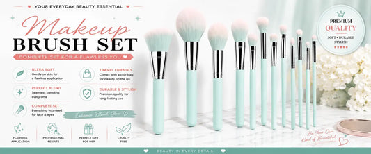 Professional ROSLET makeup brush set with smooth blended makeup products for flawless makeup application