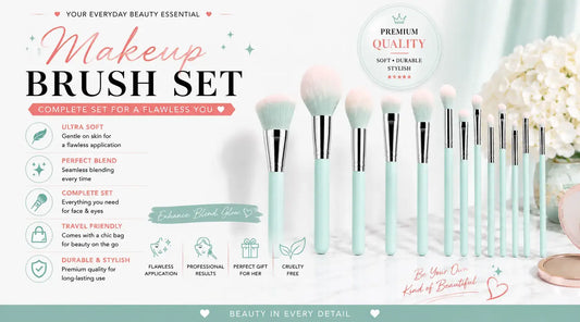 Professional makeup brushes showing clean soft bristles for better and smoother makeup application