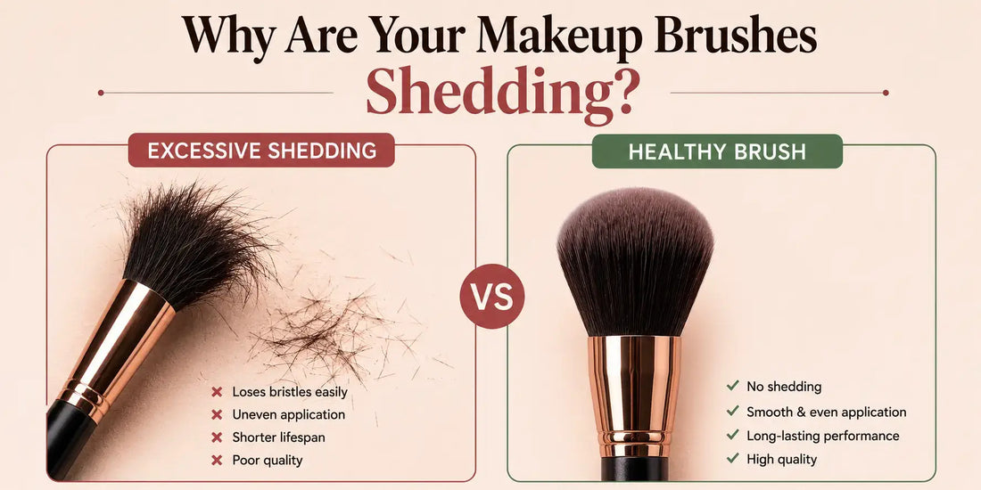 Makeup brush shedding bristles compared with healthy makeup brush