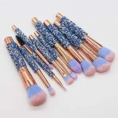 Roslet 10 PCS Luxury Makeup Brushes Set with Bag, Bling Glitter Diamond-studded.