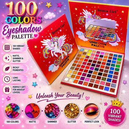100 color eyeshadow palette with vibrant makeup shades
