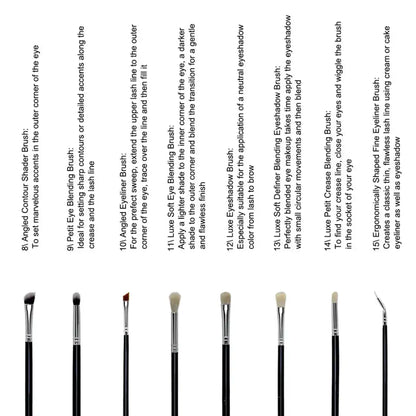 ROSLET Luxury Natural Professional Makeup Brush SET - 15Pcs