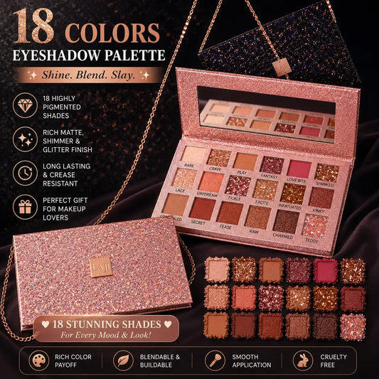 18 color eyeshadow palette for daily and party makeup
