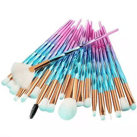 Roslet Makeup Brushes diamond eye brushes , eyeshadow blending brush set pack of 20 (Blue Pink)