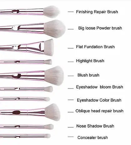 Roslet Rose gold Makeup Brush Set 10 Pcs Premium Synthetic cosmetic brush kit - ROSLET