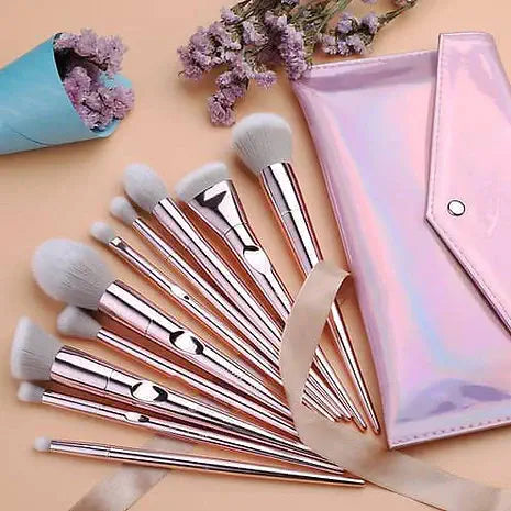 Roslet Rose gold Makeup Brush Set 10 Pcs Premium Synthetic cosmetic brush kit