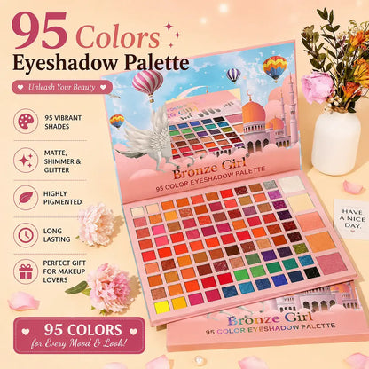 95 color eyeshadow palette with glitter shimmer and matte shades