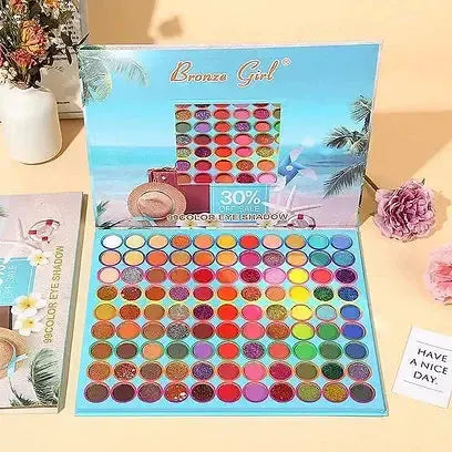 99 color makeup palette with vibrant eye makeup shades