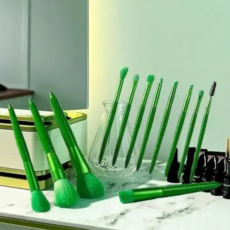 ROSLET Green Makeup Brushes 12 Pcs Synthetic Goat Hair India