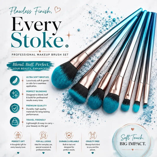 Elegant makeup brush set with holder for foundation and eyeshadow