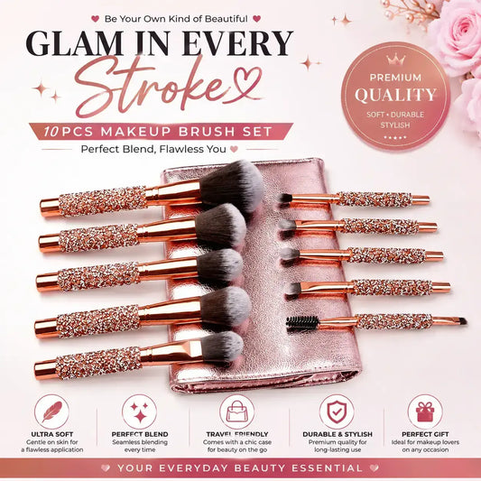 10 piece professional makeup brush set by ROSLET