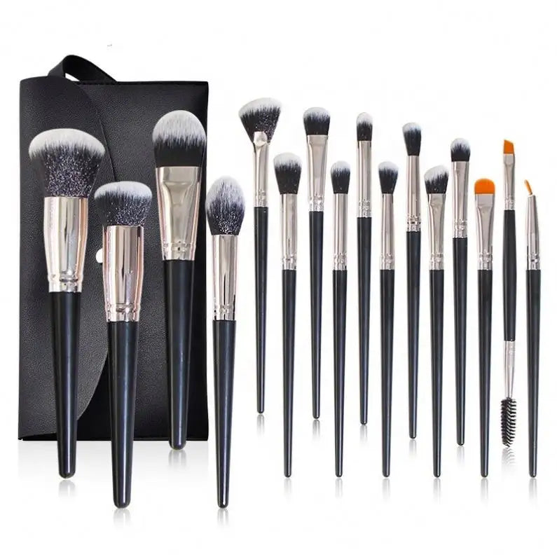 ROSLET black makeup brush set in use showing seamless blending and professional application results INDIA
