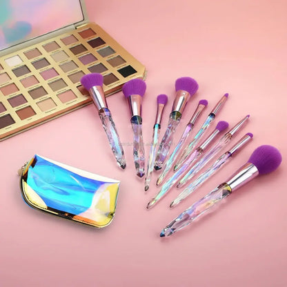 ROSLET Crystal Handle Makeup Brushes - 10 Piece Set  Soft Bristles India