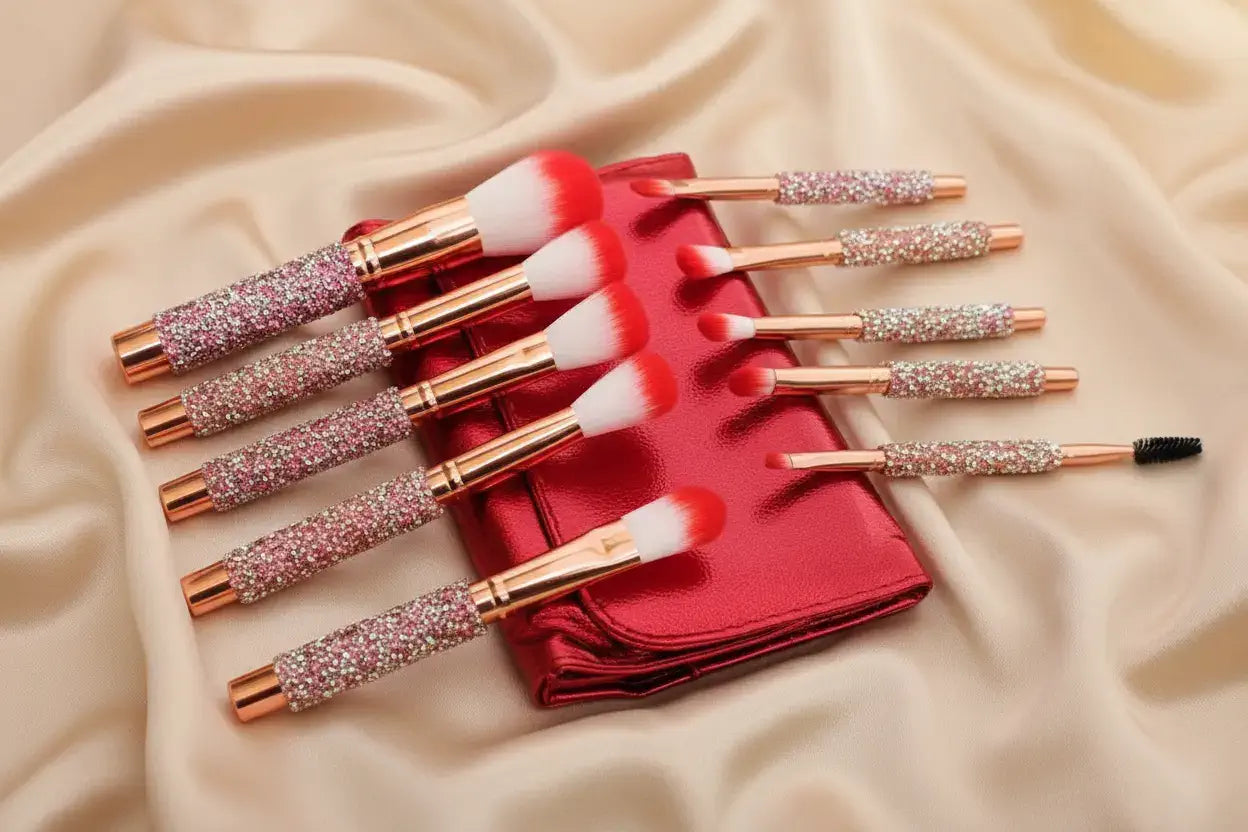 ROSLET Crystal Makeup Brushes with Rhinestone Handles - Super Soft Fashion Bling Collection 