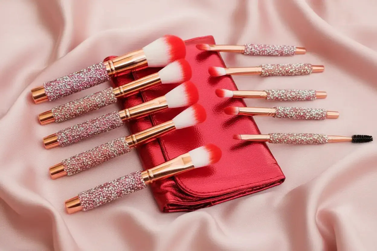 ROSLET Crystal Makeup Brushes with Rhinestone Handles - Fashion Bling Collection