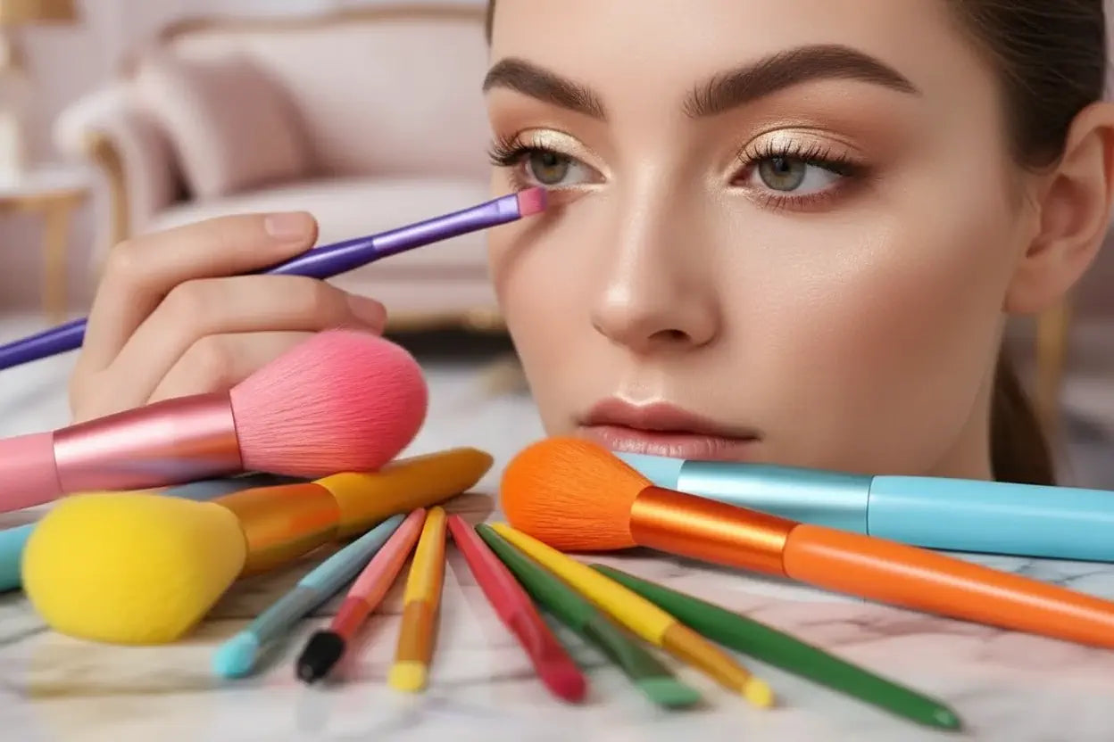 ROSLET Premium Makeup Brushes - 12 Piece Kabuki Rainbow