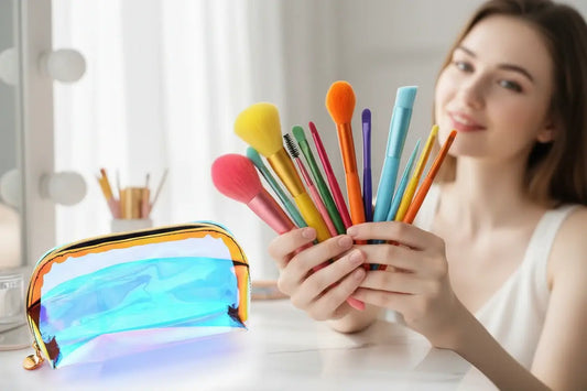 ROSLET Makeup Brushes - 12 Piece Kabuki Rainbow Set Professional Synthetic Bristles India