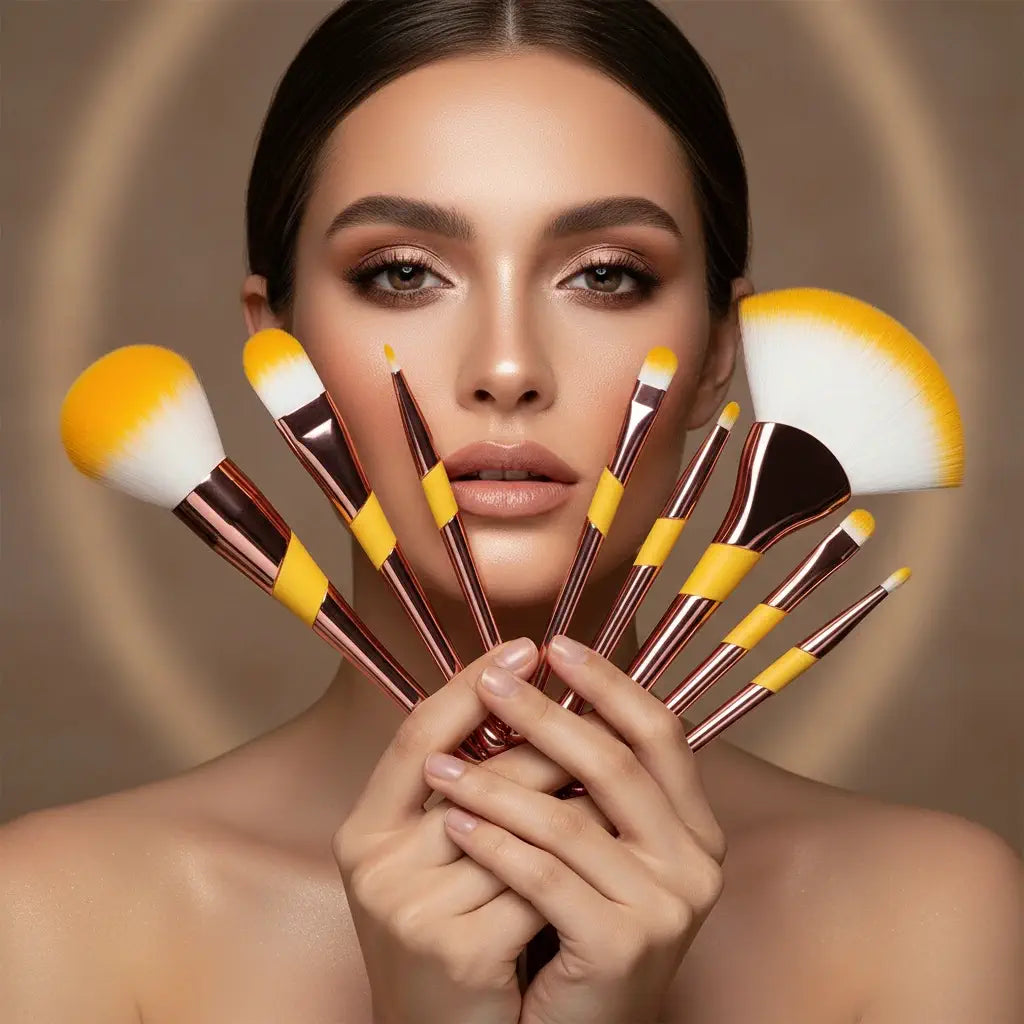 ROSLET natural hair 8-piece makeup brush set golden