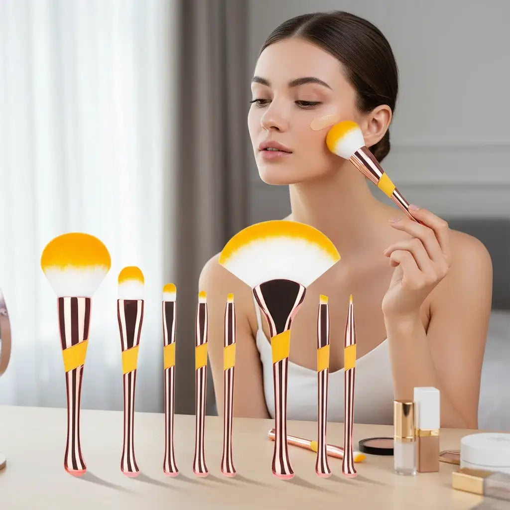 ROSLET natural hair 8-piece makeup brush set golden India