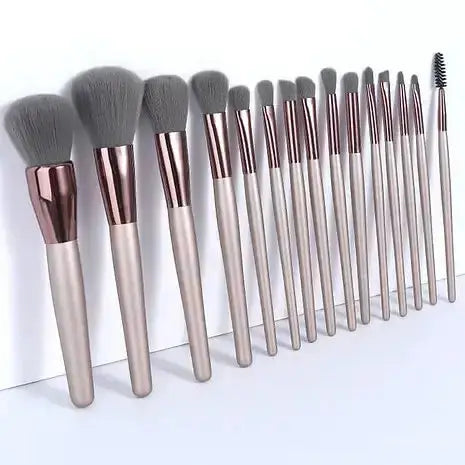 Roslet 15Pcs  professional brushes set with eye makeup brushes champagne gold conical handle Roslet