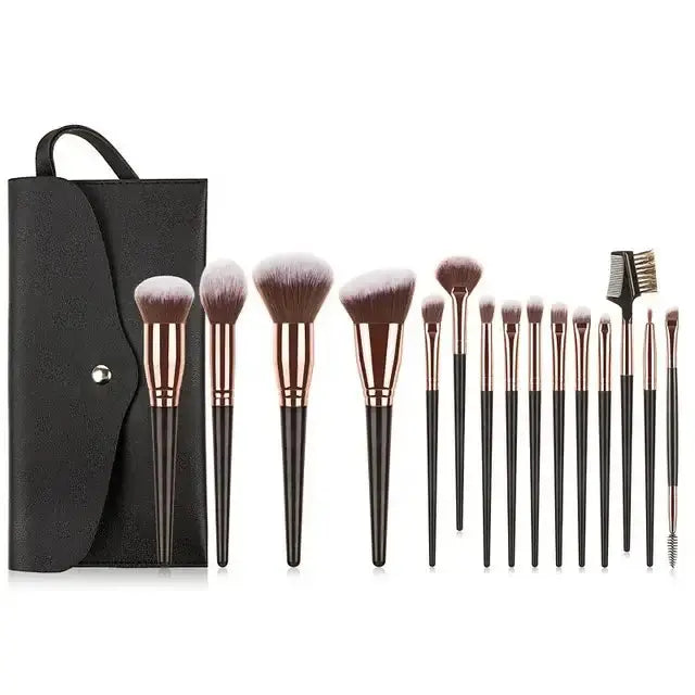 Roslet 15pcs Premium Synthetic Kabuki makeup brushes set including eyeshadow blending brush (Black) Roslet