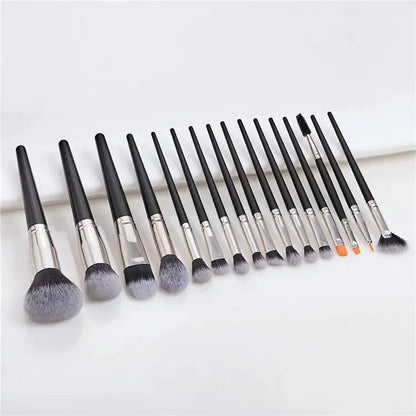 Best Blending Brush Set for Flawless Makeup premium quality powder concealer 16 pcs ( Black)