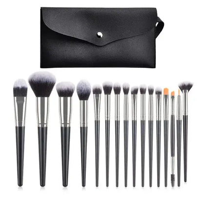 Best Blending Brush Set for Flawless Makeup premium quality powder concealer 16 pcs ( Black)