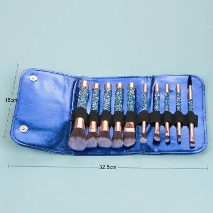 Roslet Cosmetic Brushes kit 10pcs premium make up brush with Bag (Blue) Rolset