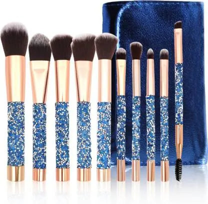 Roslet Cosmetic Brushes kit 10pcs premium make up brush with Bag (Blue) Rolset