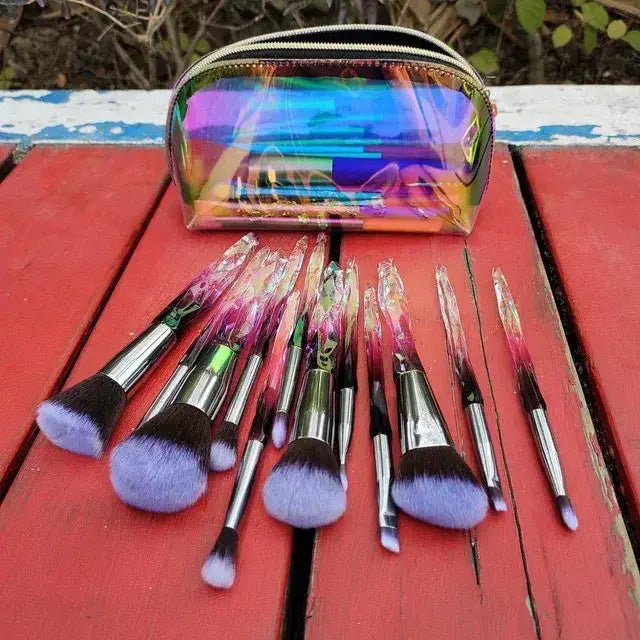 Roslet Crystal Makeup Brushes set with transparent handle luxurious make-up brush set Rolset