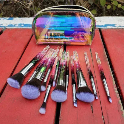 Roslet Crystal Makeup Brushes set with transparent handle luxurious make-up brush set Rolset