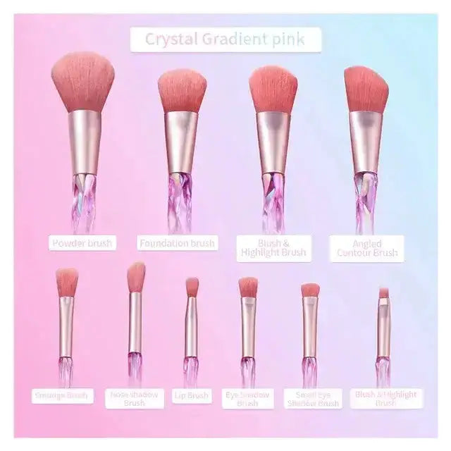 Roslet Crystal Makeup Brushes set with transparent handle luxurious make-up brush set Rolset